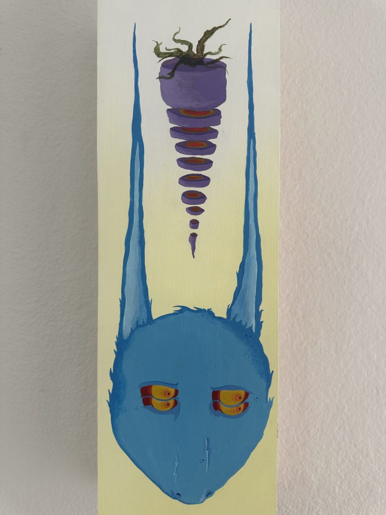 Kurt Brizzolara, kurt Brizzolara Tustin, kurt Brizzolara Orange County, kurt Brizzolara art, kurt art, Derpy rabbit, blue rabbit, hare, decemberunderground, rabbits are roadkill on rt 37